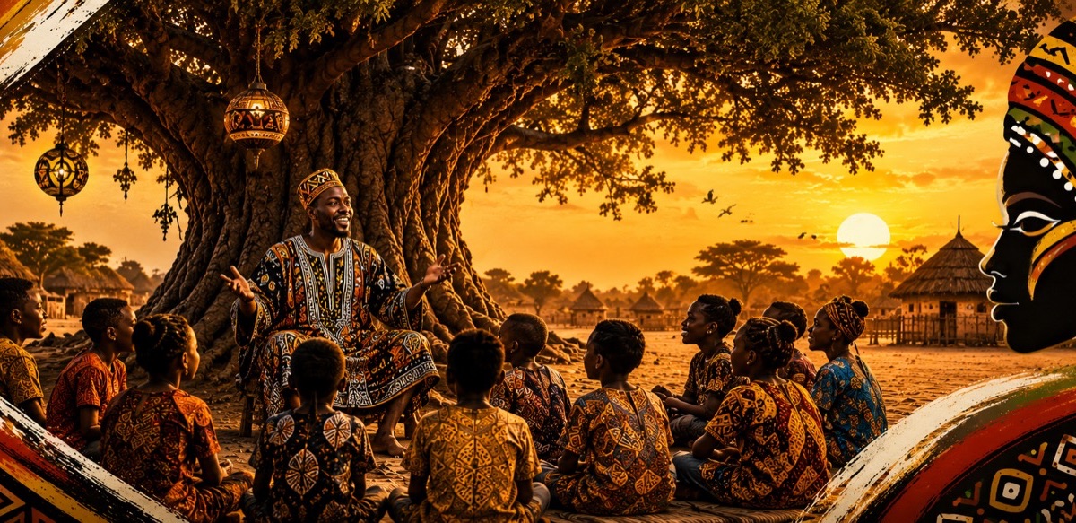 Griot conteur lors du festival du conte africain